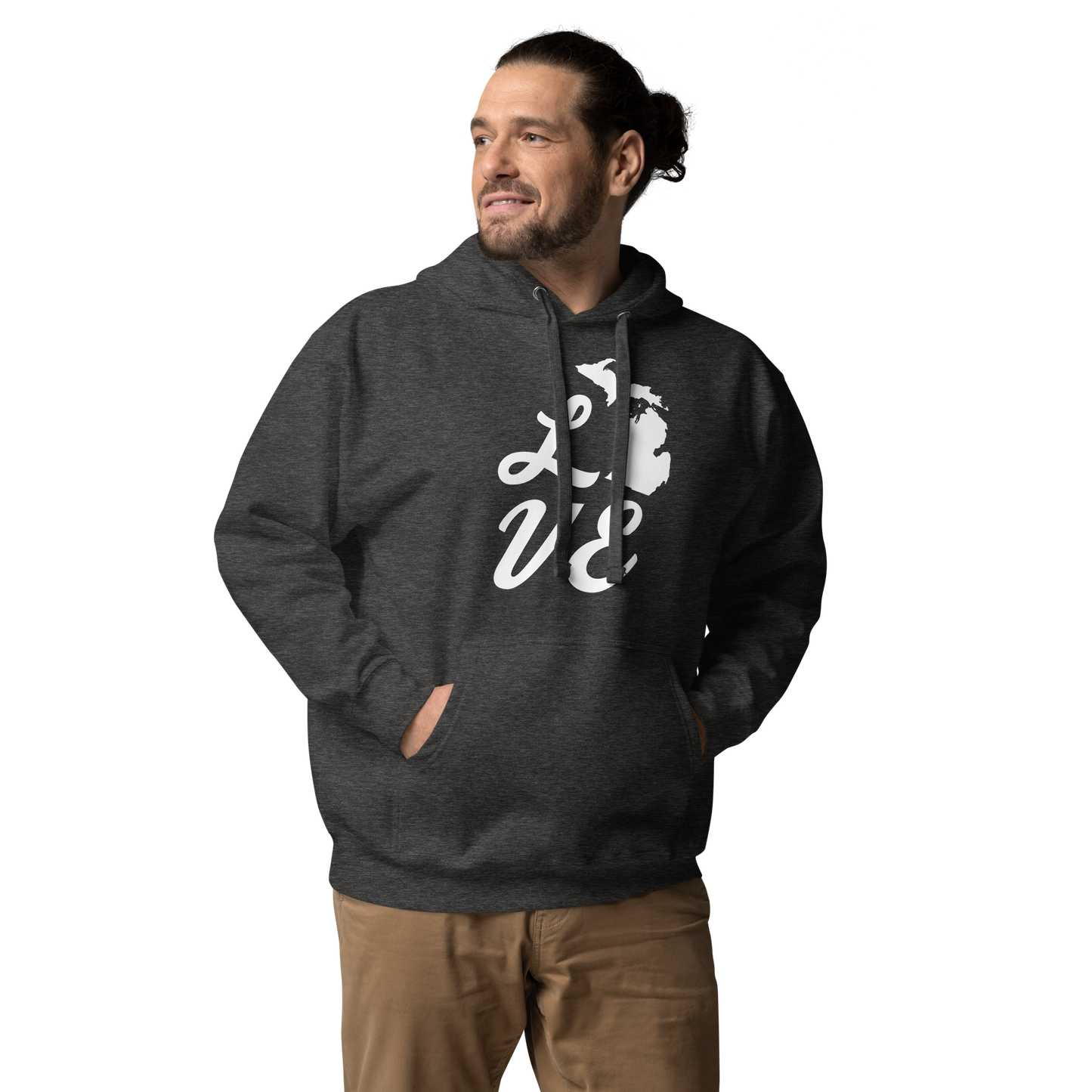 Michigan 'Love' Unisex Premium Hoodie (Script Font w/MI Outline)