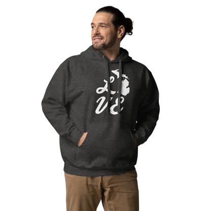 Michigan 'Love' Unisex Premium Hoodie (Script Font w/MI Outline)