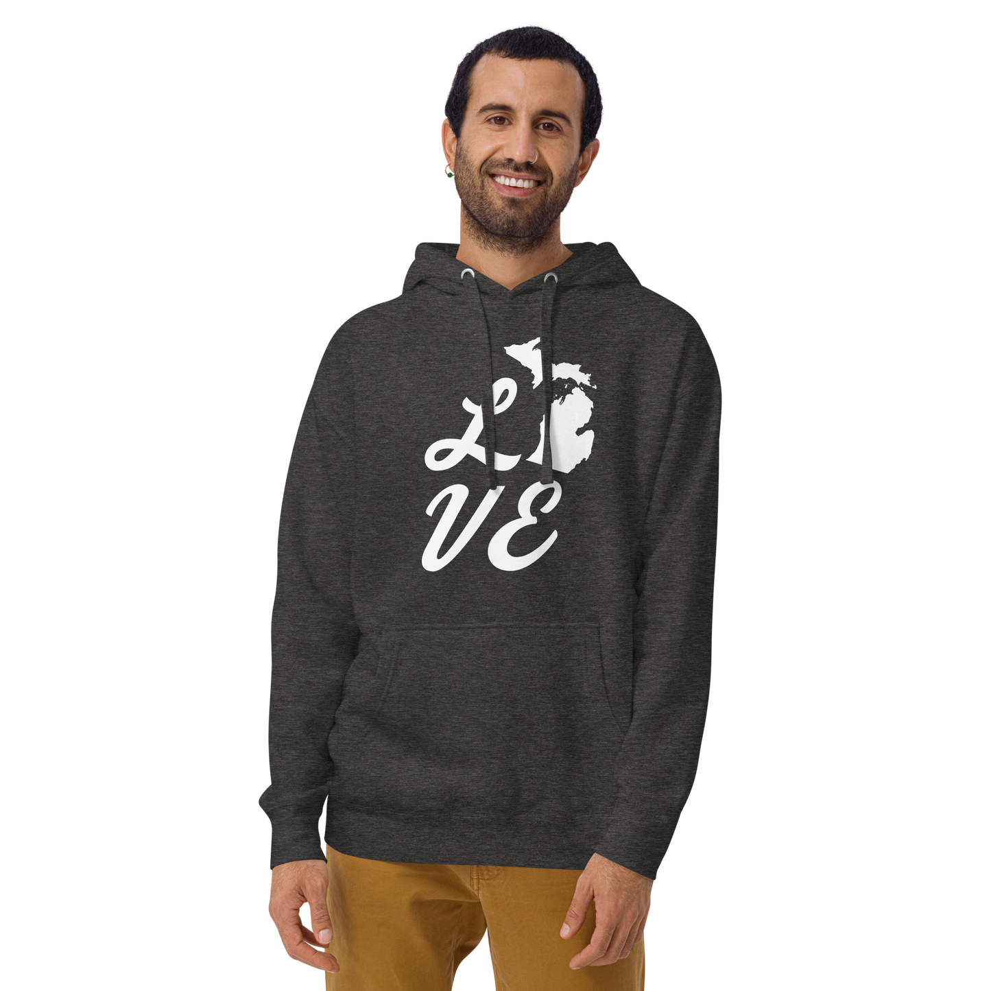 Michigan 'Love' Unisex Premium Hoodie (Script Font w/MI Outline)