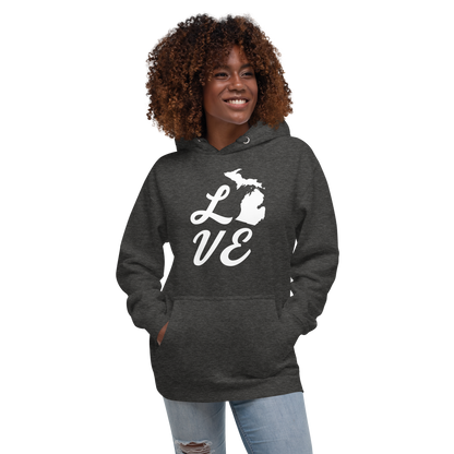 Michigan 'Love' Unisex Premium Hoodie (Script Font w/MI Outline)