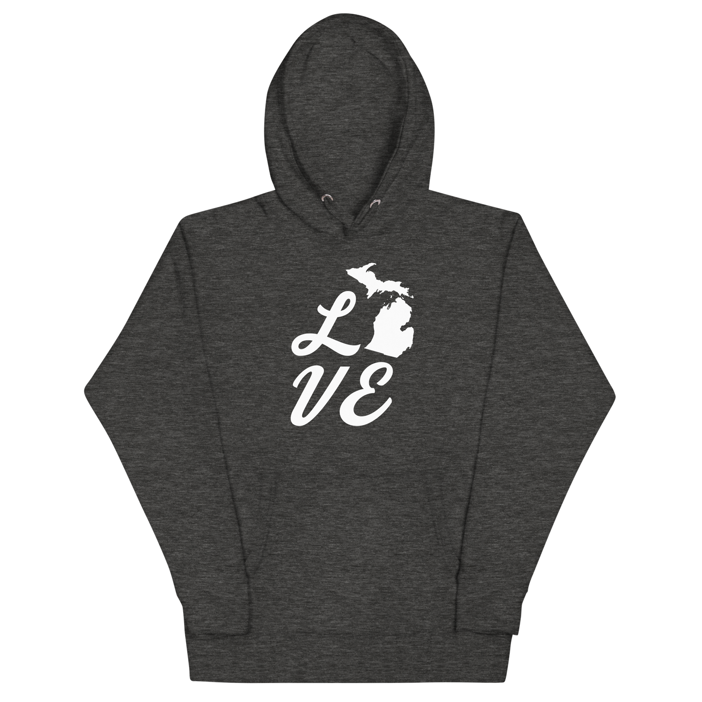 Michigan 'Love' Unisex Premium Hoodie (Script Font w/MI Outline)