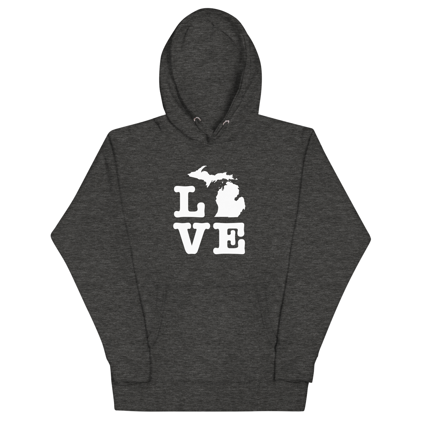 Michigan 'Love' Unisex Premium Hoodie (Typewriter Font w/MI Outline)