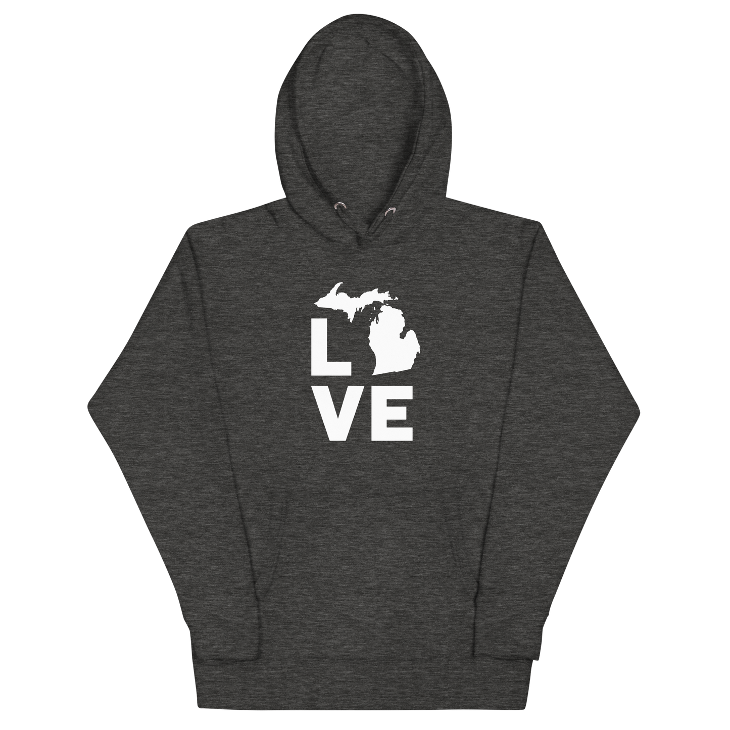 Michigan 'Love' Unisex Premium Hoodie (Geometric Sans Font w/MI Outline)