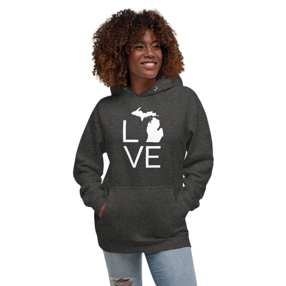 Michigan 'Love' Unisex Premium Hoodie (Thin Sans Font w/MI Outline)