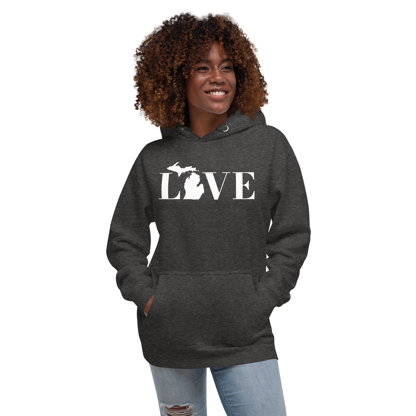 Michigan 'Love' Unisex Premium Hoodie (Didone Font w/MI Outline)