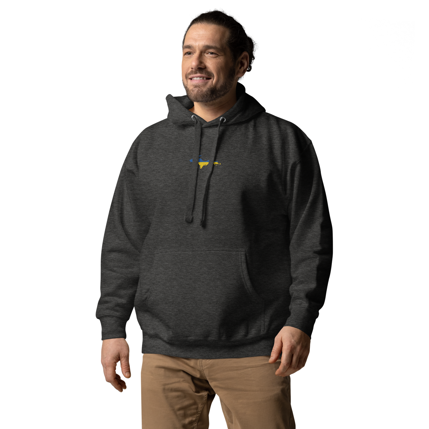 Michigan Upper Peninsula Hoodie (w/ Embroidered Ukraine Flag Outline) | Unisex Premium