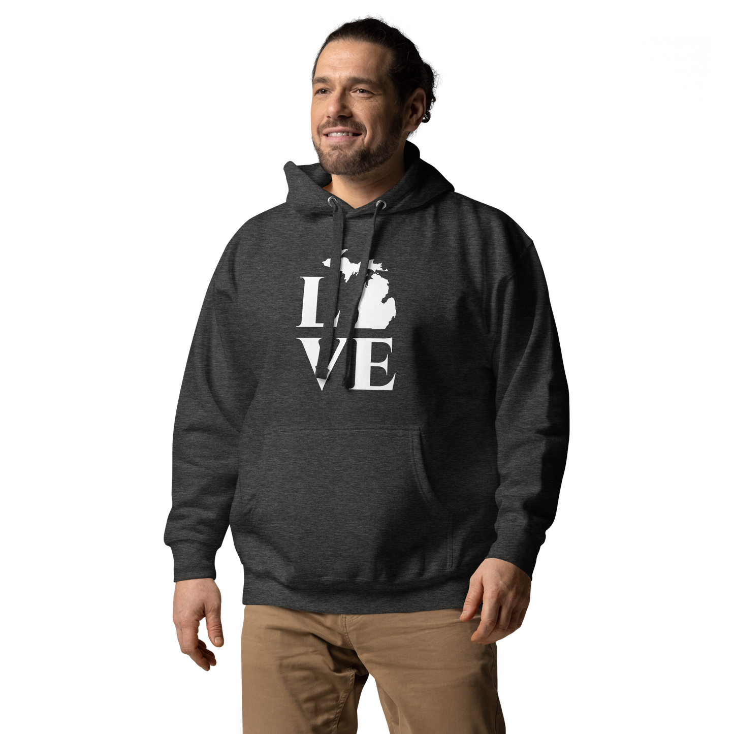 Michigan 'Love' Unisex Premium Hoodie (Classical Roman Font w/MI Outline)