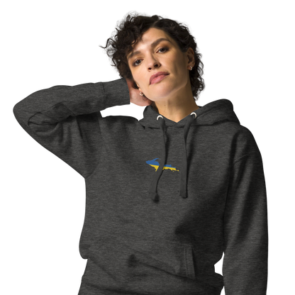 Michigan Upper Peninsula Hoodie (w/ Embroidered Ukraine Flag Outline) | Unisex Premium