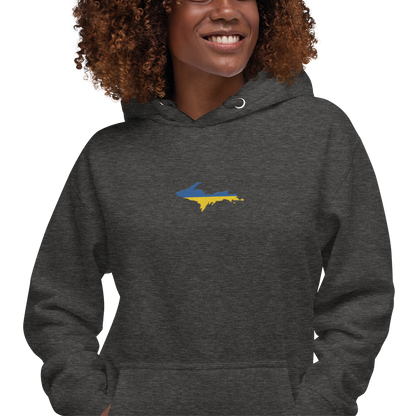 Michigan Upper Peninsula Hoodie (w/ Embroidered Ukraine Flag Outline) | Unisex Premium