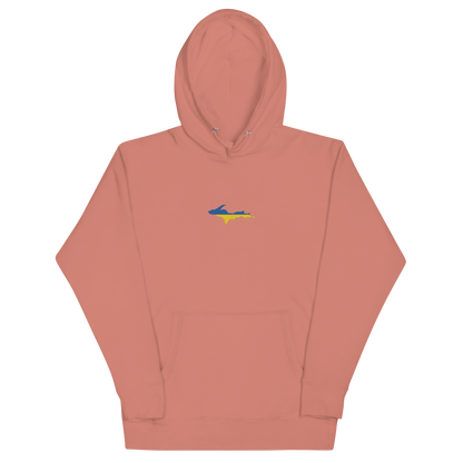 Michigan Upper Peninsula Hoodie (w/ Embroidered Ukraine Flag Outline) | Unisex Premium