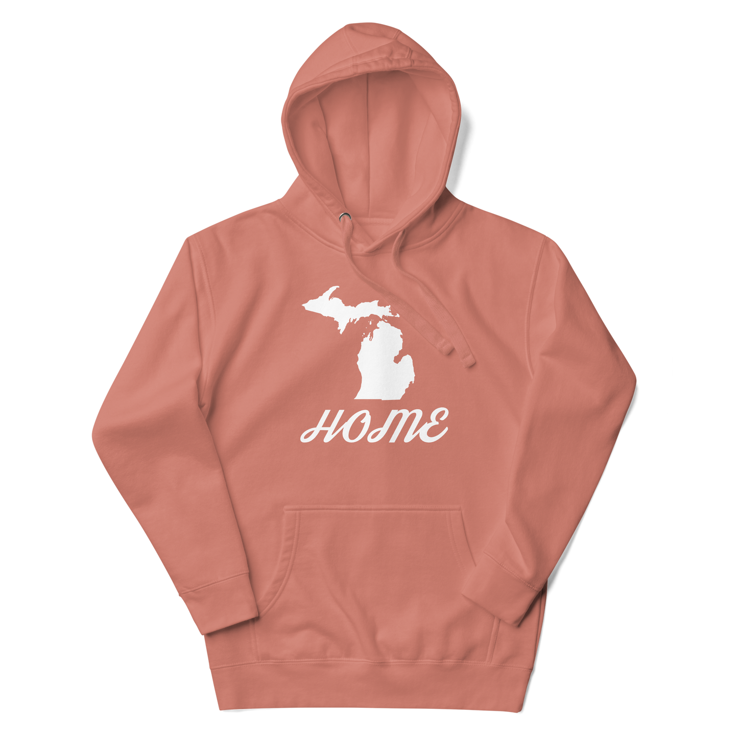 Michigan 'Home' Unisex Premium Hoodie (Script Font w/ MI Outline)