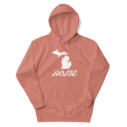 Michigan 'Home' Unisex Premium Hoodie (Script Font w/ MI Outline)