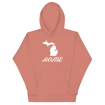 Michigan 'Home' Unisex Premium Hoodie (Script Font w/ MI Outline)