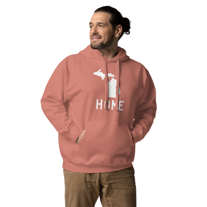 Michigan 'Home' Unisex Premium Hoodie (Licence Plate Font w/ MI Outline)