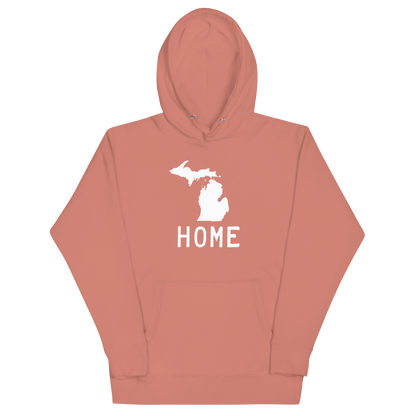 Michigan 'Home' Unisex Premium Hoodie (Licence Plate Font w/ MI Outline)