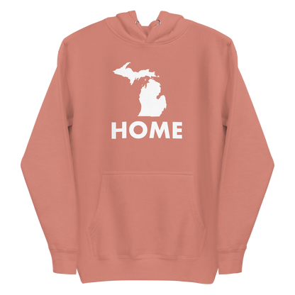 Michigan 'Home' Unisex Premium Hoodie (Geometric Sans Font w/ MI Outline)