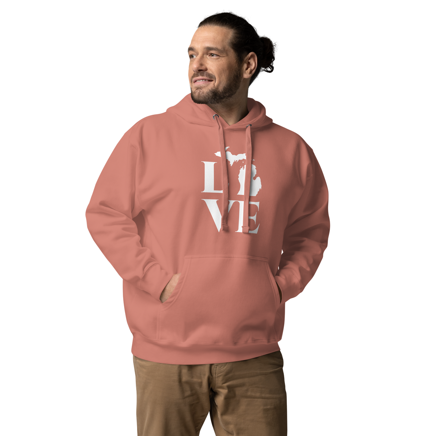 Michigan 'Love' Unisex Premium Hoodie (Classical Roman Font w/MI Outline)