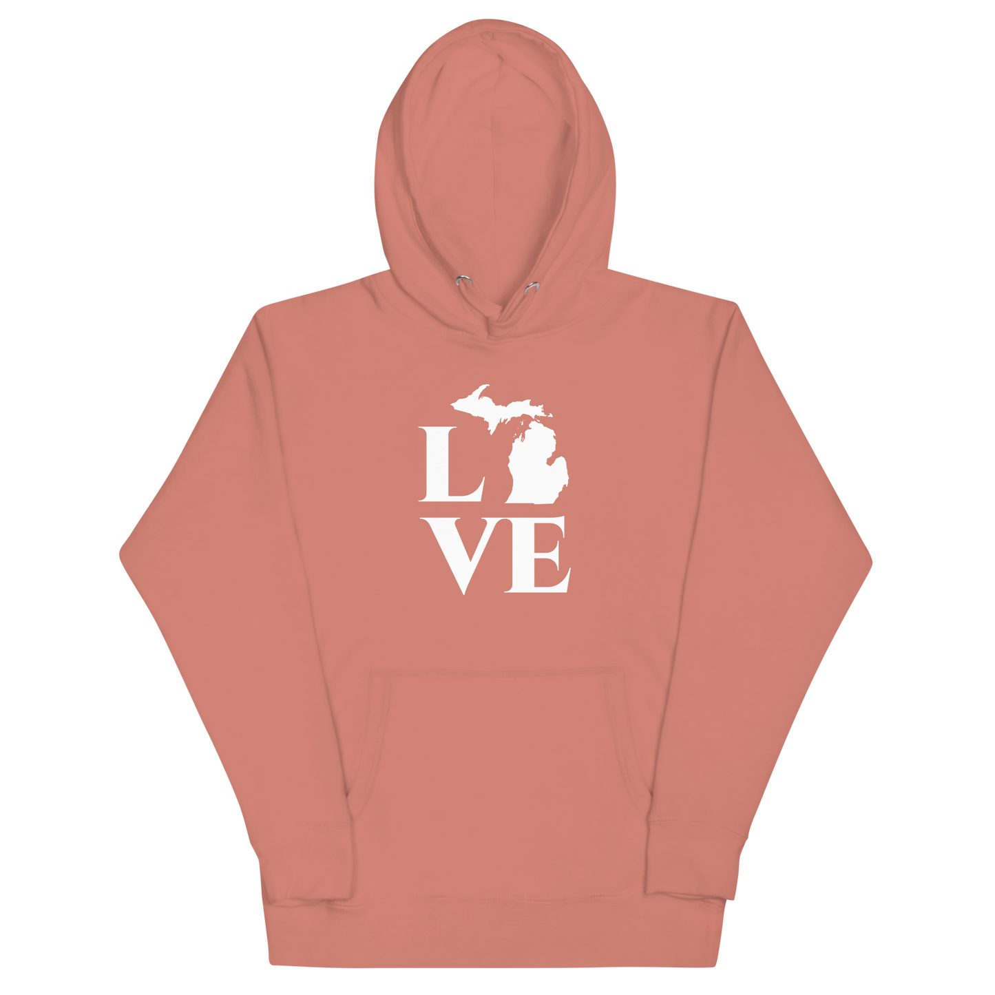 Michigan 'Love' Unisex Premium Hoodie (Classical Roman Font w/MI Outline)