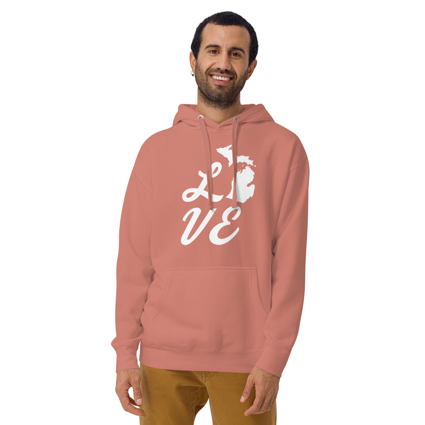 Michigan 'Love' Unisex Premium Hoodie (Script Font w/MI Outline)