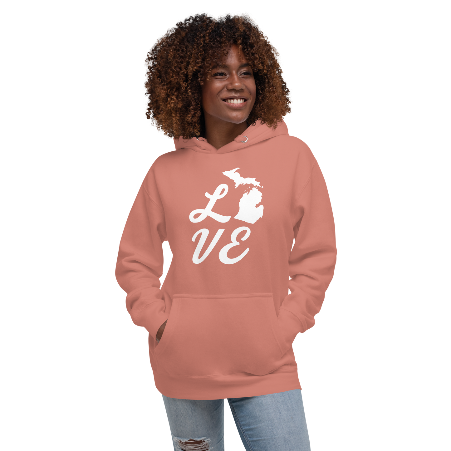 Michigan 'Love' Unisex Premium Hoodie (Script Font w/MI Outline)