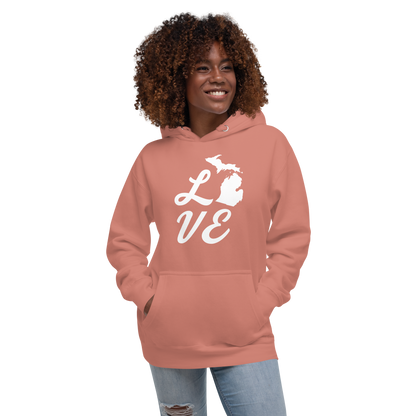 Michigan 'Love' Unisex Premium Hoodie (Script Font w/MI Outline)