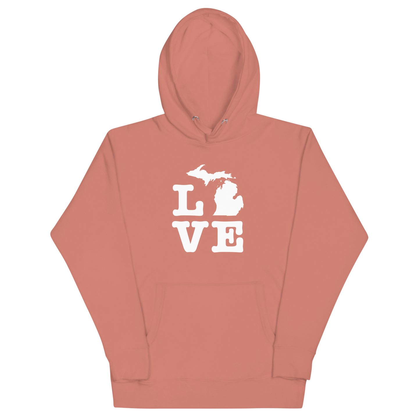 Michigan 'Love' Unisex Premium Hoodie (Typewriter Font w/MI Outline)