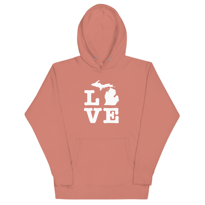 Michigan 'Love' Unisex Premium Hoodie (Typewriter Font w/MI Outline)