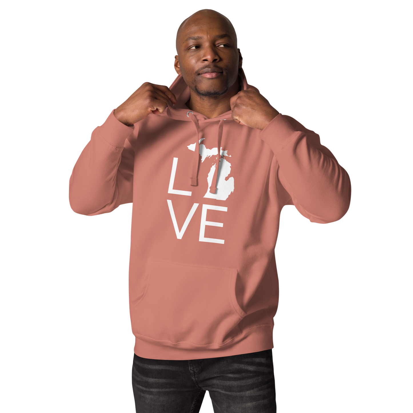 Michigan 'Love' Unisex Premium Hoodie (Thin Sans Font w/MI Outline)