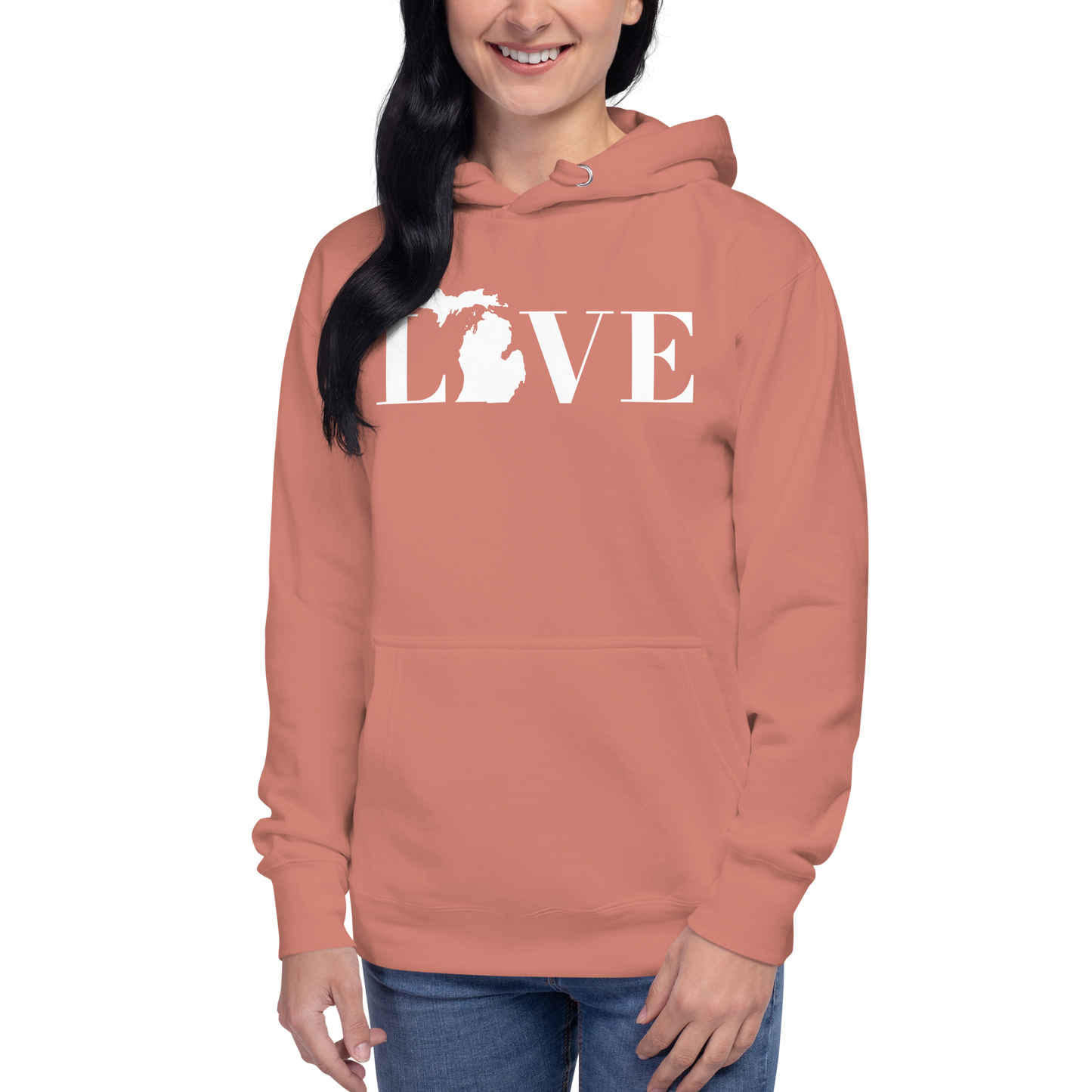 Michigan 'Love' Unisex Premium Hoodie (Didone Font w/MI Outline)