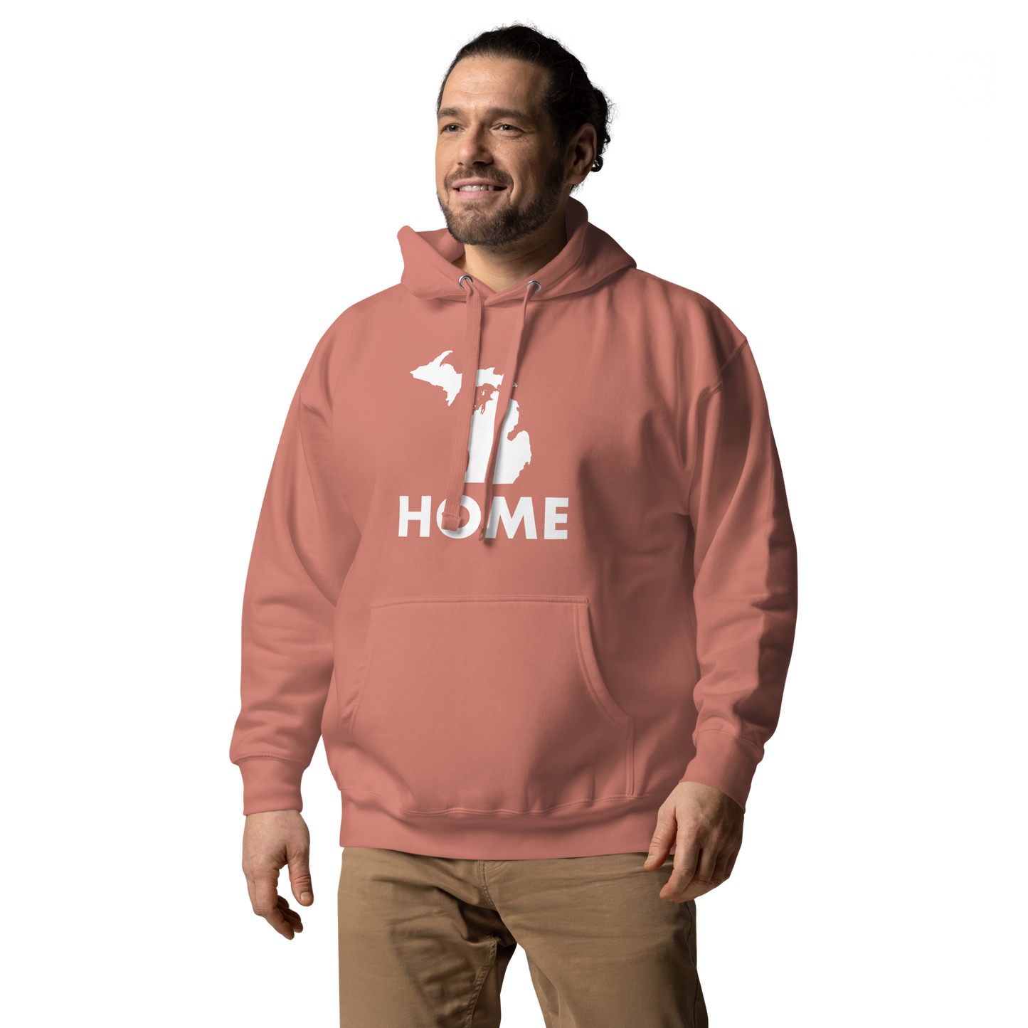 Michigan 'Home' Unisex Premium Hoodie (Geometric Sans Font w/ MI Outline)