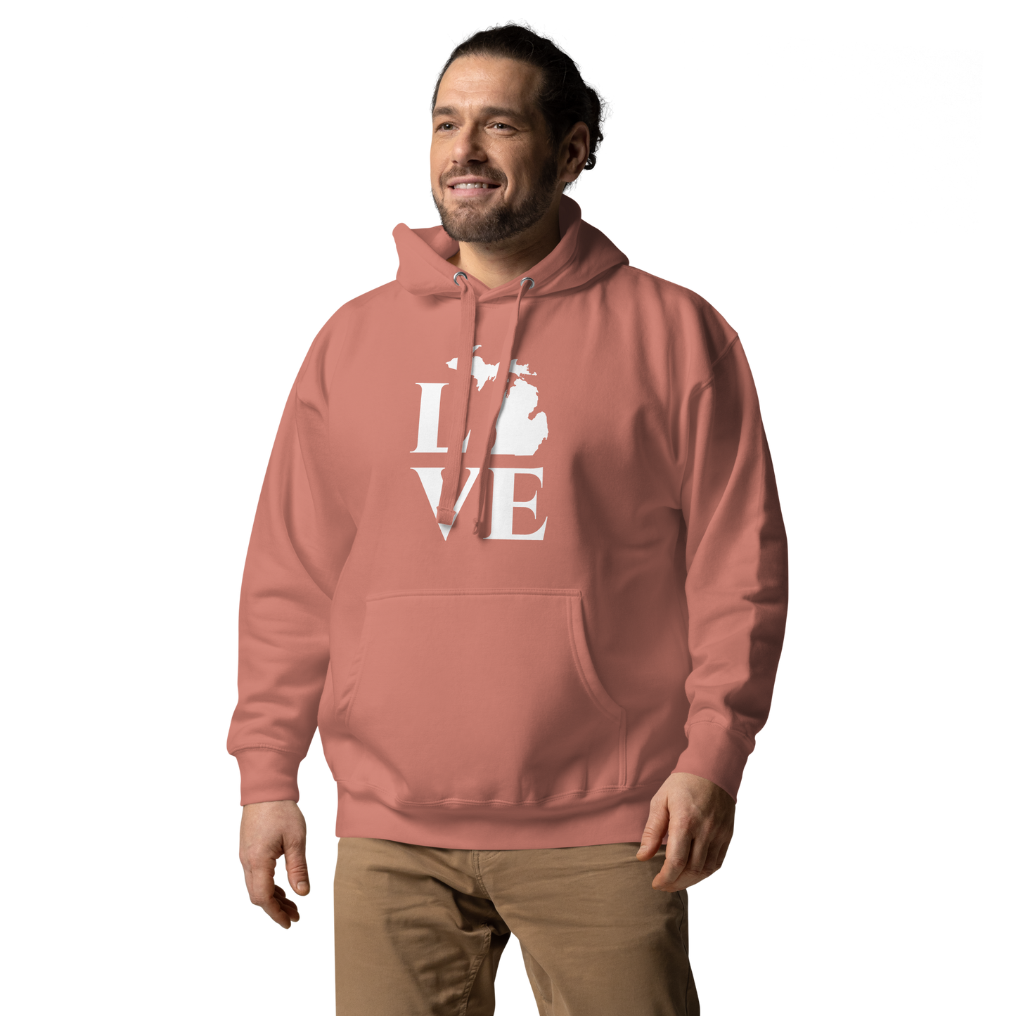 Michigan 'Love' Unisex Premium Hoodie (Classical Roman Font w/MI Outline)