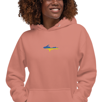 Michigan Upper Peninsula Hoodie (w/ Embroidered Ukraine Flag Outline) | Unisex Premium