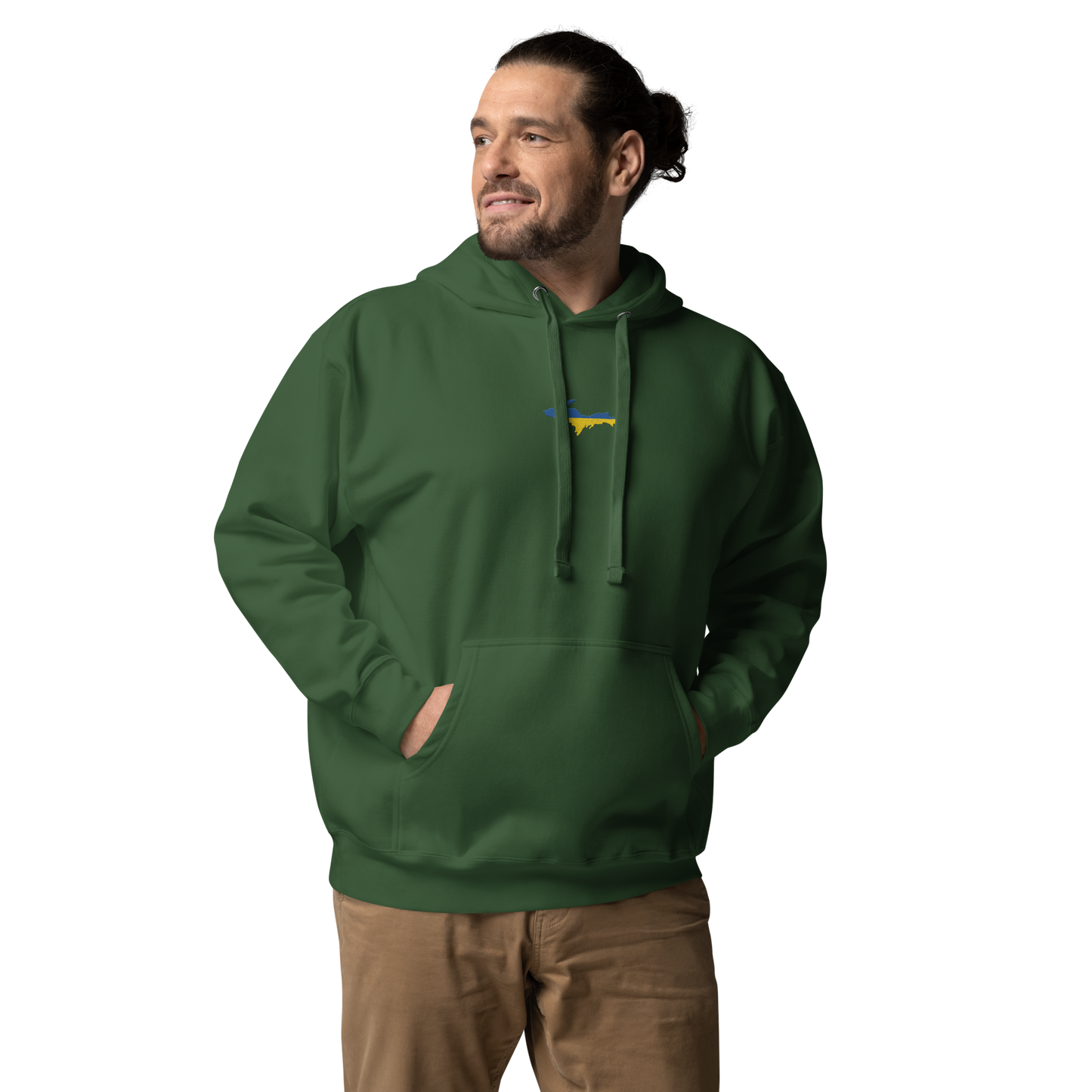 Michigan Upper Peninsula Hoodie (w/ Embroidered Ukraine Flag Outline) | Unisex Premium