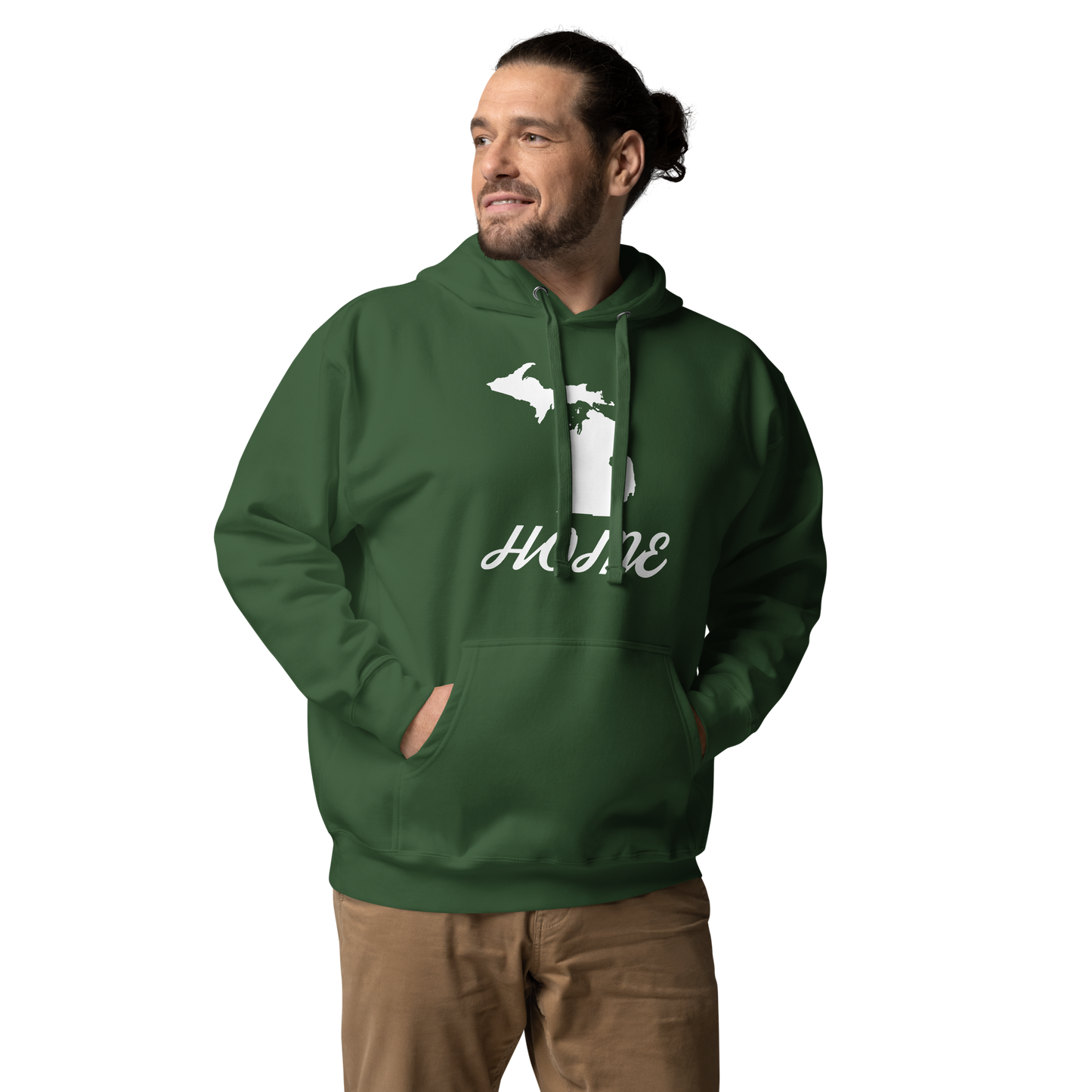 Michigan 'Home' Unisex Premium Hoodie (Script Font w/ MI Outline)