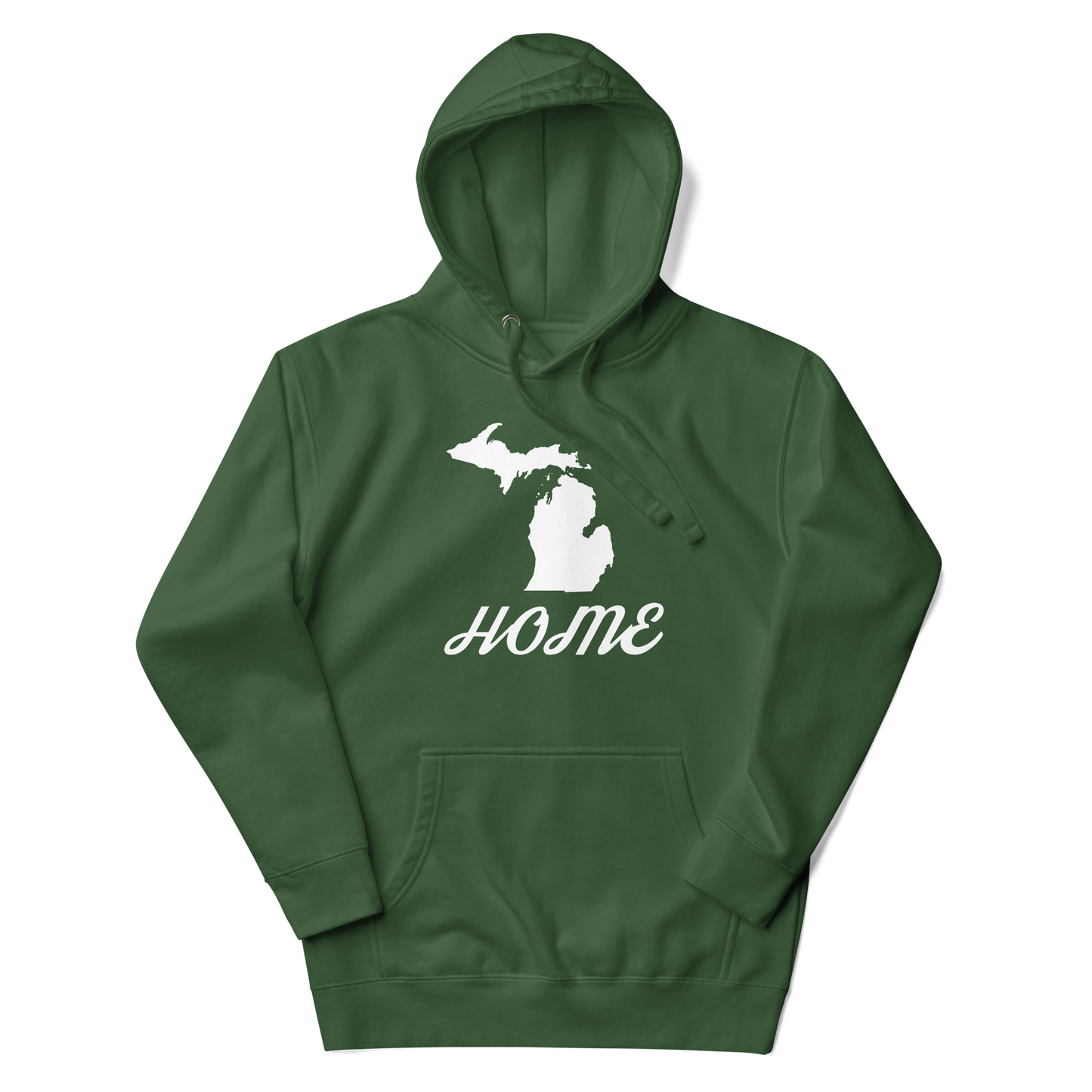 Michigan 'Home' Unisex Premium Hoodie (Script Font w/ MI Outline)