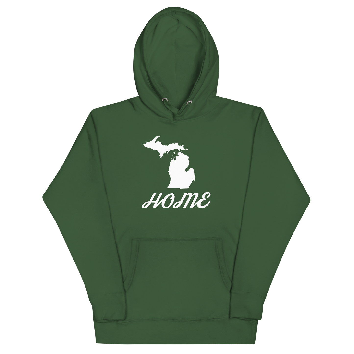 Michigan 'Home' Unisex Premium Hoodie (Script Font w/ MI Outline)