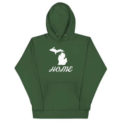 Michigan 'Home' Unisex Premium Hoodie (Script Font w/ MI Outline)