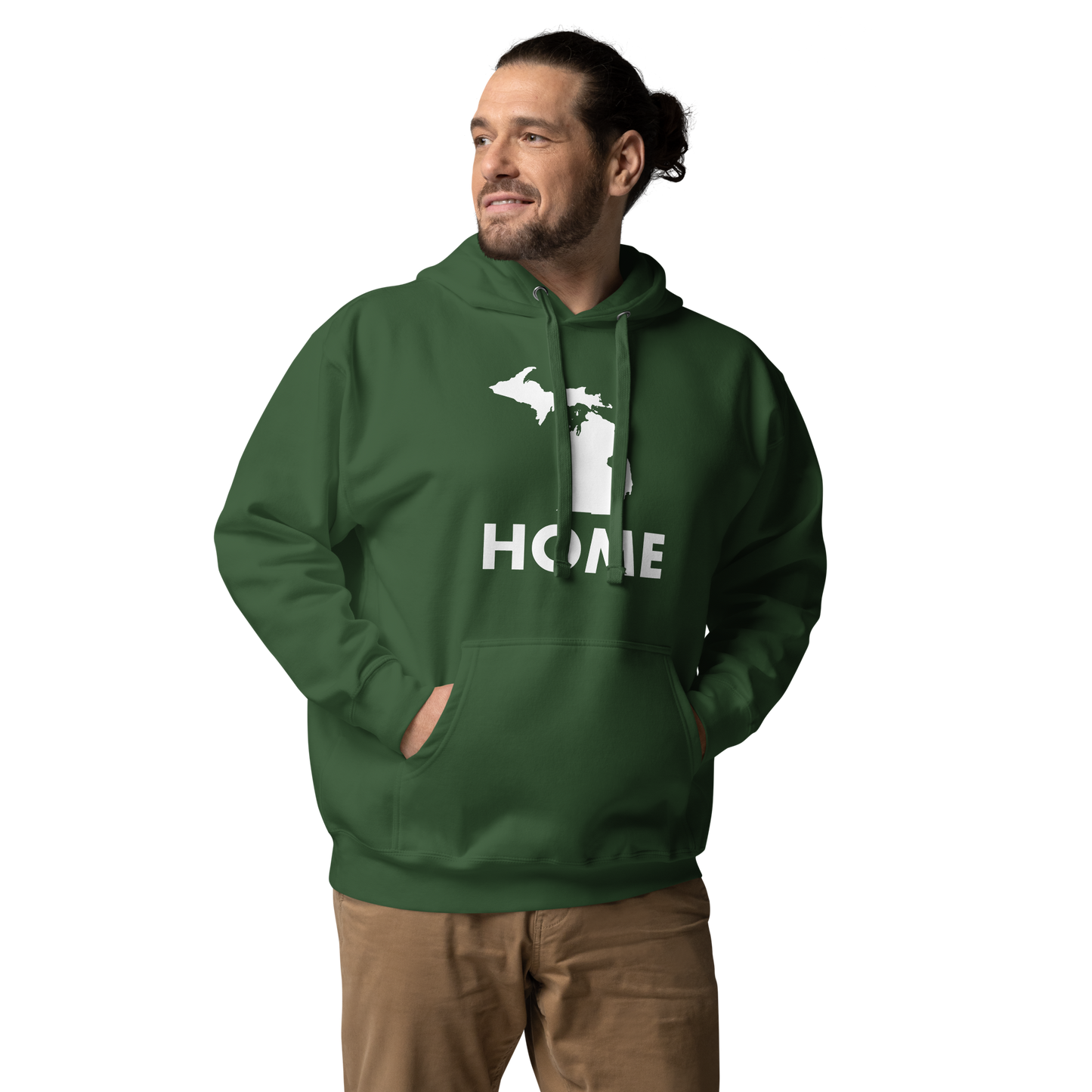 Michigan 'Home' Unisex Premium Hoodie (Geometric Sans Font w/ MI Outline)