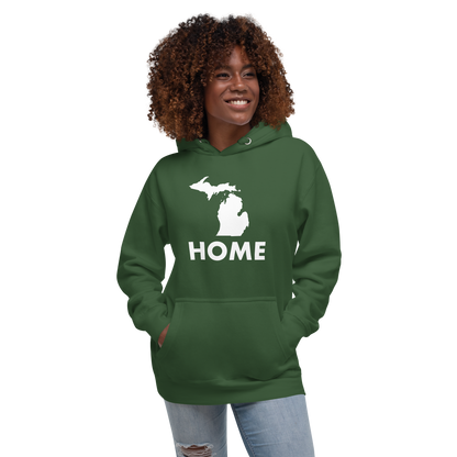 Michigan 'Home' Unisex Premium Hoodie (Geometric Sans Font w/ MI Outline)