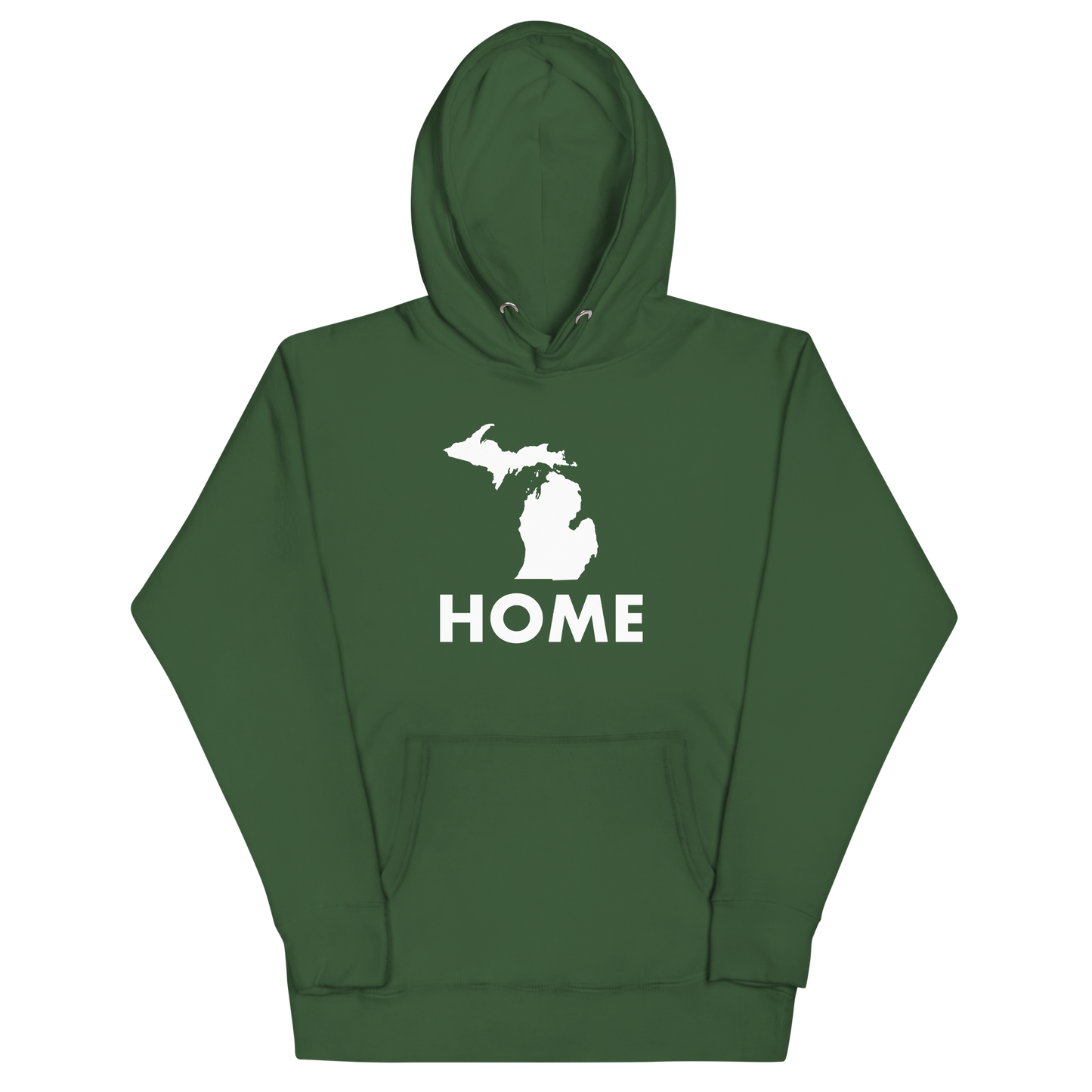 Michigan 'Home' Unisex Premium Hoodie (Geometric Sans Font w/ MI Outline)