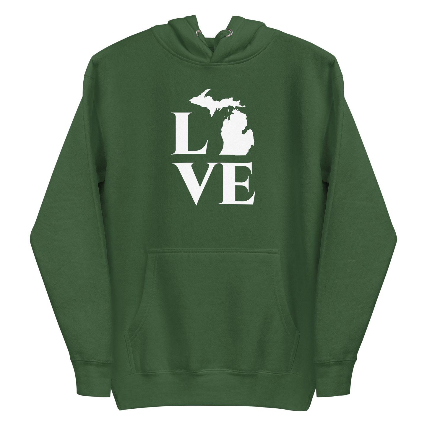 Michigan 'Love' Unisex Premium Hoodie (Classical Roman Font w/MI Outline)