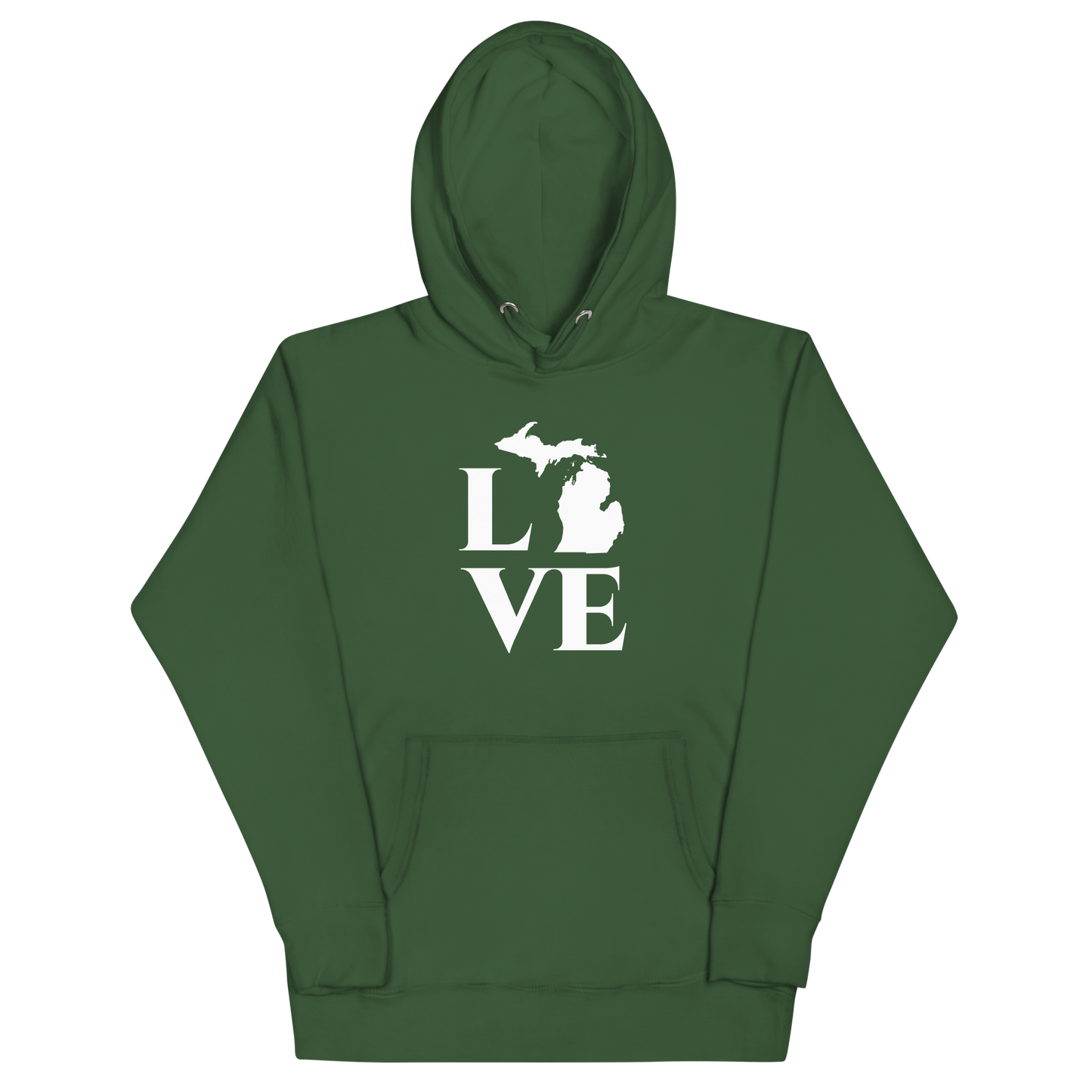 Michigan 'Love' Unisex Premium Hoodie (Classical Roman Font w/MI Outline)