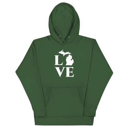 Michigan 'Love' Unisex Premium Hoodie (Classical Roman Font w/MI Outline)