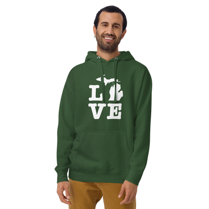 Michigan 'Love' Unisex Premium Hoodie (Typewriter Font w/MI Outline)