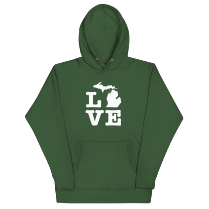 Michigan 'Love' Unisex Premium Hoodie (Typewriter Font w/MI Outline)