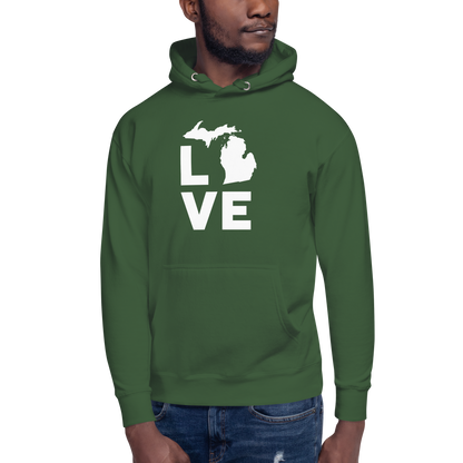 Michigan 'Love' Unisex Premium Hoodie (Geometric Sans Font w/MI Outline)