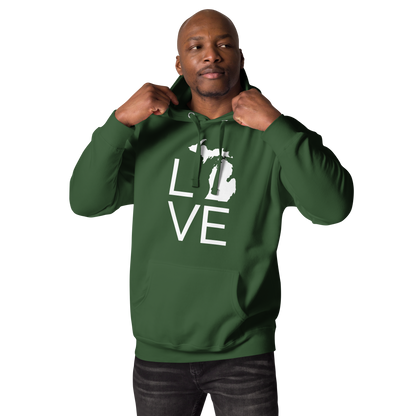 Michigan 'Love' Unisex Premium Hoodie (Thin Sans Font w/MI Outline)