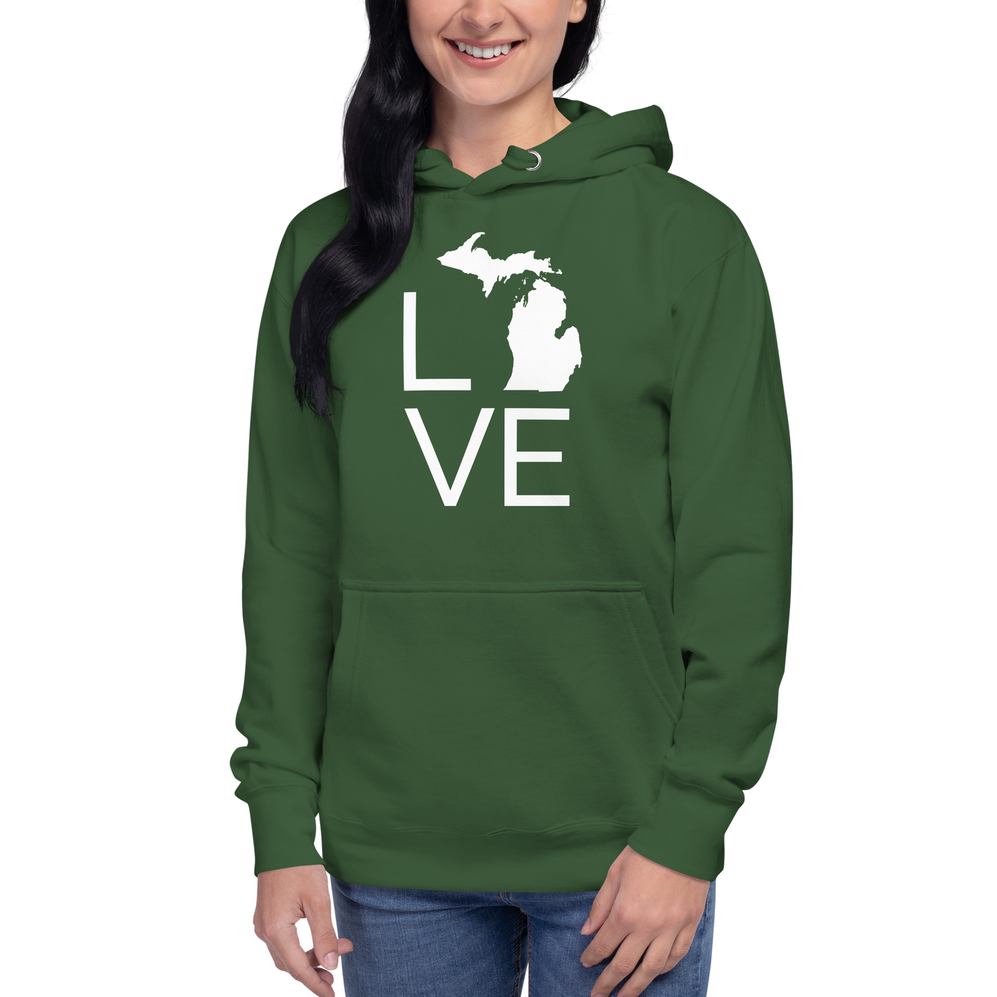 Michigan 'Love' Unisex Premium Hoodie (Thin Sans Font w/MI Outline)