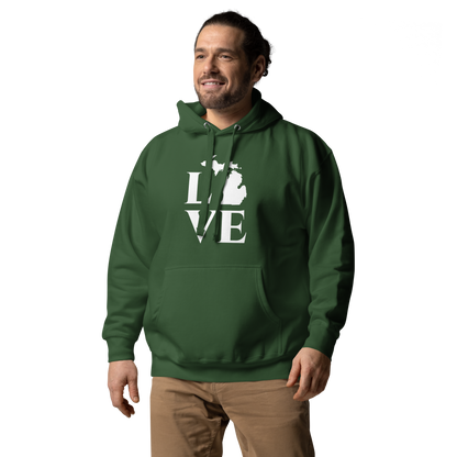 Michigan 'Love' Unisex Premium Hoodie (Classical Roman Font w/MI Outline)