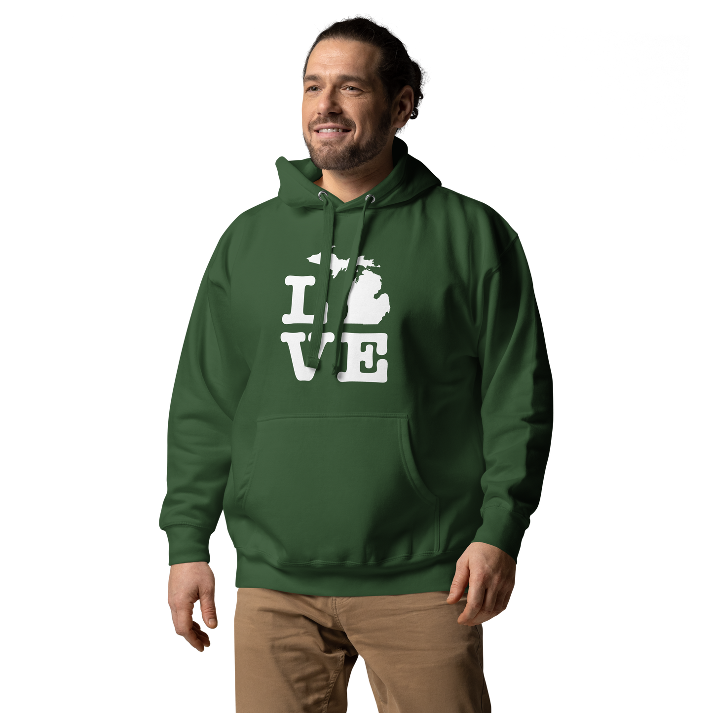 Michigan 'Love' Unisex Premium Hoodie (Typewriter Font w/MI Outline)